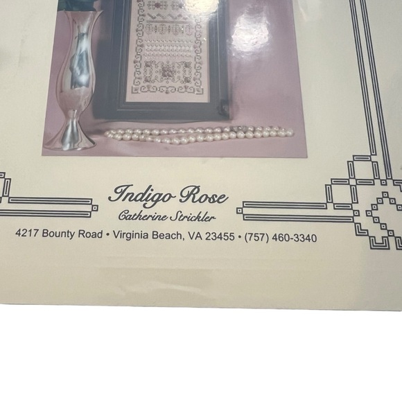 Indigo‎ Rose ROSES AND PEARLS Cross Stitch Sampler Chart Pattern 1999 Embroidery - Picture 3 of 5